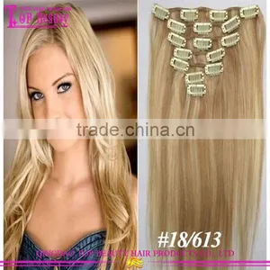 2015 New Fashion One Piece Clip in Human Hair Extension 100% Virgin Remy Ombre Hair Extension Clip In thumbnail-1