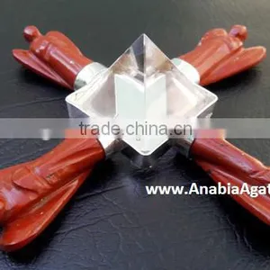 Red Jasper Angels Aagte Energy Generator With Crystal Quartz Pyramid thumbnail-3