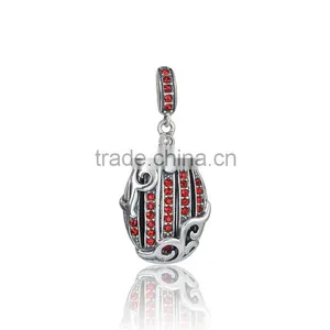 925 Silver Pendant Beads Red Zircon Charms Beads Making For Jewelry thumbnail-1