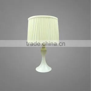Metal Base And Body In White Powder Coating With Fabric Lampshade Bedside Table Lamp Mini Study Table Lamp thumbnail-1