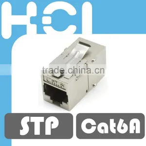 RJ45 Cat6A 180 Degree Shielded STP Straight Keystone Coupler thumbnail-1