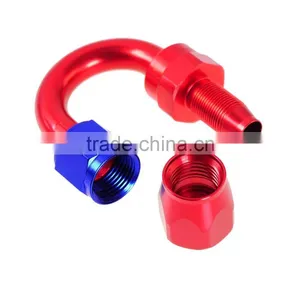 Red Blue AN8 AN-8 8 AN 180 Degree Push Lock Swivel Fuel Hose End Fitting Adaptor thumbnail-4