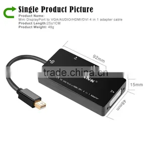 Voxlink 4 in 1 Thunderbolt Gold Plated Mini DisplayPort to HDMI Audio VGA DVI Cable Adapter thumbnail-4