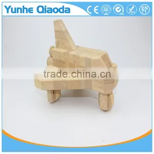Wood 3D Vehicle Block Airliner 3D Woodcraft Kit Assemble Paint DIY 3D Puzzle Toys for Kids Adults the Best Birthday Gift thumbnail-4