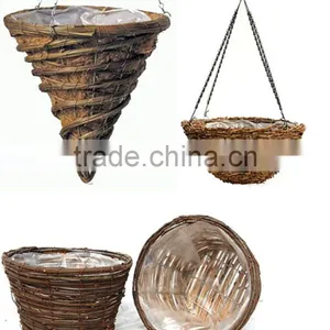 Natural Wicker Decoration Hanging Basket Garden Hanging Planters thumbnail-3