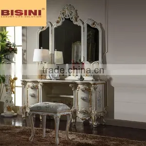 Bisini Wooden Dresser Furniture, European Dressing Table With Mirror thumbnail-1