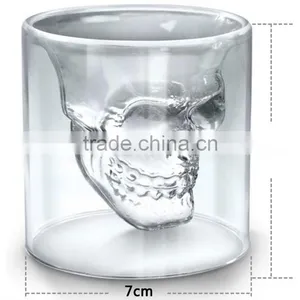 New Product Personalized 75ml High Borosilicate Glass Skull Shot Glass Double Wall Skull Wine Glass Cup thumbnail-3