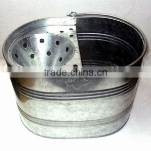 16 L Galvanised House Hold Seamless Mop Bucket With Wringer, Metal Mop Bucket, Galvanized Mop Bucket thumbnail-1