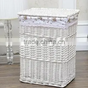Cheap Linshu Hand Woven White Color Laundry Basket thumbnail-2
