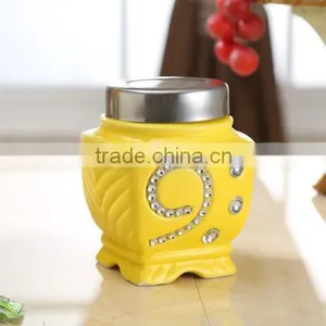 Ceramic Canister Set With Stainless Metal Frame thumbnail-2