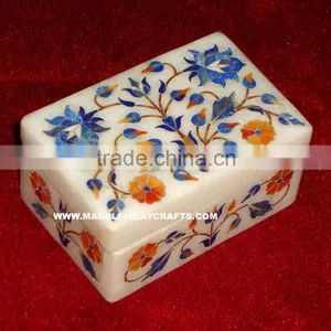 Lapiz Lazuli Marble Inlay Jewellery Box, Marble Inlay Jewellery Boxes thumbnail-1