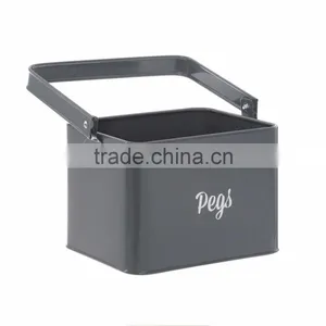 New Metal Peg Box Storage Organizer Basket With Handle thumbnail-1