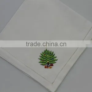 100% Cotton Embroidered Table Napkins With Hemstitch, Set of 6, Various Designs thumbnail-2