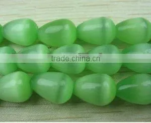 Teardrop Green Natural Cat Eye Stone thumbnail-1