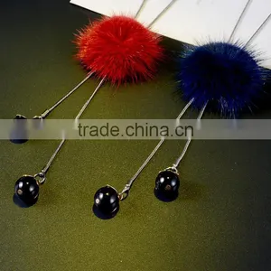Hot New Korea Pompon Necklace Mink Fur Ball Long Sweater Necklace for Antumn Winter thumbnail-6