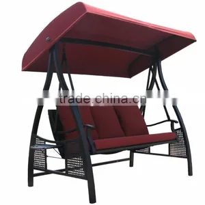 Customized 3 Person Red Swing Chair With the Canopy for Leisure for Hot Sale thumbnail-1