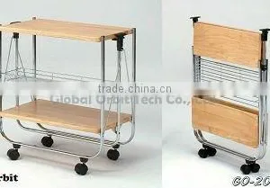 Dining Serving Kitchen Foldable Trolley Cart thumbnail-5