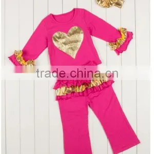 China Product and Low Price Wholesale Golden Autumn Outfits With Headband for 6monthes -8years Baby Kids Warmer thumbnail-1