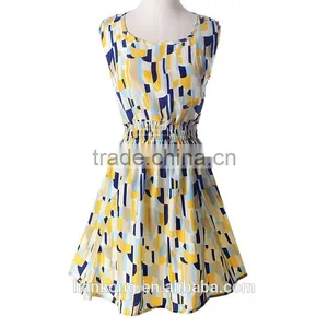 Hot Sell New Korean Style Women Clothing Bohemian Floral Sleeveless Vest Printed Beach Chiffon Dress Bohemian Style Clothing thumbnail-3