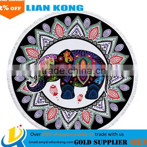 2017 Factory Direct Sale Latest Type Ready Stcok 100% Cotton Round Beach Towel thumbnail-5