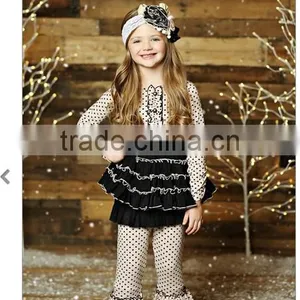 2015 Fashion Kids Wear Ruffle Cotton Outfits Sets Fancy Clothes Wholesale Children Clothing Set thumbnail-1