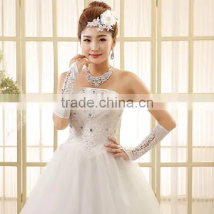 High Quality Strapless Pleats Muslim Wedding Dress thumbnail-1