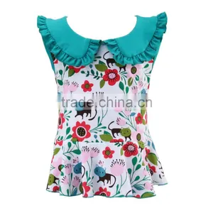 Girl t Shirt 2017 Kaiyo Latest Design Animal Print Cute Animal and Floral Print Baby Girl Kids Fashion Clothes thumbnail-1