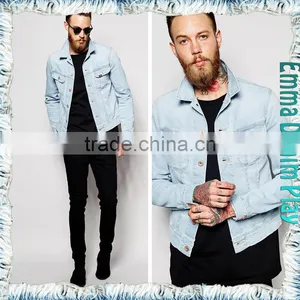 EMMA PRIVATE CUSTOMIZED MADE Vogue Mens White Blue Regular Fitted Denim Jackets thumbnail-3