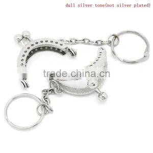 Metal Frame Kiss Clasp Arch For Purse Bag Silver Tone Ball Key Chain 4x3.5cm(Open:6.2x4cm),5pc,Bulk thumbnail-1