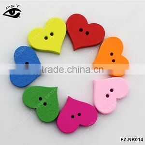 15x20mm Colorful Pur Color Heart Shaped Wood Buttons For Decoration DIY Craft thumbnail-1
