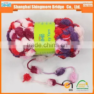 Oeko Tex Fancy Yarn Supplier Shingmore Bridge Cheap Sales High Quality Polyester Thick Yarn With Pompom thumbnail-3