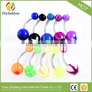 Mixed Colored Silica Gel Round Stainless Steel Navel Ring thumbnail-3
