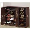 Dark Walnut / Black Wooden Shoe Rack Cabinet , 15mm Melamine Board DX-8615 thumbnail-1