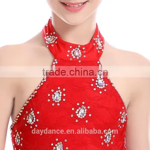Child Kid Rhinstone Latin Competition Dance Dress Girls Sexy Open Back Samba Tango Performance Dress thumbnail-4