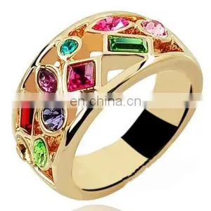 Fashion Thumb Forefinger Middle Finger Rings for Men Women Unisex With Austrian Crystal Gold Plated thumbnail-4