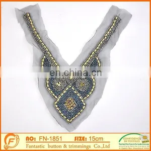 Handmade Beaded Neck Collor Sew on Garments thumbnail-1