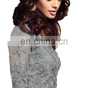 Women's 2017 Dubai Style Party Wear Georgette Anarkali Suits Dress Material (Semi-Stitched) thumbnail-4