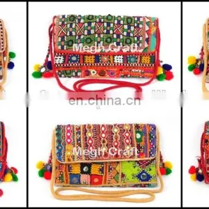 Boho Banjara Clutch Bag- Ethnic Bag - Indian Mirror Bag- Handmade Banjara Clutch Purse Bag-Indian Banjara Clutch Ethnic Bags thumbnail-1
