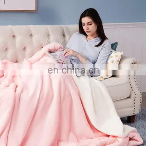 Warm Lightweight Bedding Family Double Sided Sherpa Blanket For Sale thumbnail-6