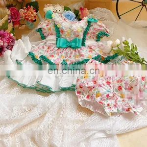 Summer Lolita Spanish Princess Dress Lace Stitching Print Girls Ball Gown Vintage Birthday Easter Party Dress For Girl thumbnail-2