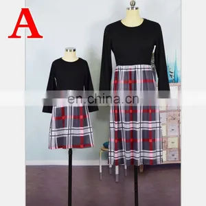 2019 NEW Three Quarter Sleeve Black Plaid Mom Daughter Dress Family Matching Outfit (this Link for Girls,1-12years) thumbnail-2