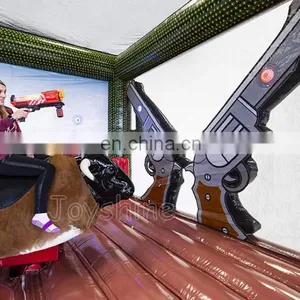 Factory Wholesale OEM Inflatable Mechanical Rodeo Bull Ride Machine Hippo Shooting Riding Game For Sale thumbnail-4