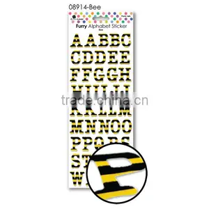DIY Craft Scrapbook Colourful Animal Print Alphabet Sticker Furry Felt Letter Sticker thumbnail-2