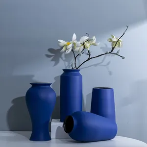 Nordic Large Blue Modern Simple Creative Hand Made Ceramic Vase For TV Bench Decor thumbnail-2
