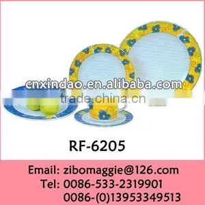 Zibo Manufacture Custom Flower Designed Round Dinnerware Ceramic for Promotion Tableware thumbnail-1