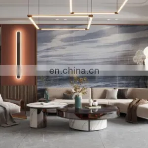 Large Grading Bathroom Blue Ceramic Thin Marble Slab Floor Stone Vitrified Tiles Slabs thumbnail-2