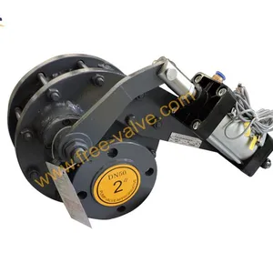 DN50 PN10 Pneumatic Ceramic Lined Rotating Double Disc Gate Valve thumbnail-3