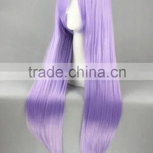 High Quality 80cm Long Straight Saint Seiya -Athena Light Purple Synthetic Anime Wig Cosplay Hair Wig Party Wig thumbnail-4
