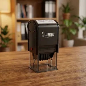Square Date Stamp 42x42mm WES Adjustable Calendar Custom Text Logo for Corporate Seals Financial Documentation thumbnail-1