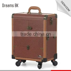 Hot Selling Professional Cosmetic Rolling PVC Trolley Case 360 Degree Makeup Case With Wheels thumbnail-2